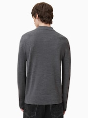 AllSaints Grey Mode Merino Polo Shirt - Image 6 of 8