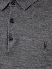 AllSaints Grey Mode Merino Polo Shirt - Image 8 of 8