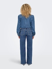 ONLY Blue High Waist Wide Fit Jeans - Image 3 of 6