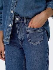 ONLY Blue High Waist Wide Fit Jeans - Image 4 of 6