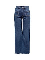 ONLY Blue High Waist Wide Fit Jeans - Image 5 of 6
