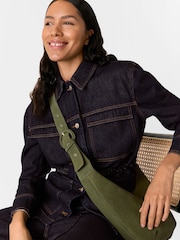 Whistles Green Sia Curved Cross-Body Bag - Image 4 of 4