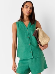 Whistles Green Laura 100% Linen Tank - Image 1 of 5