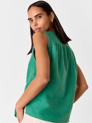 Whistles Green Laura 100% Linen Tank - Image 2 of 5
