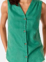 Whistles Green Laura 100% Linen Tank - Image 4 of 5