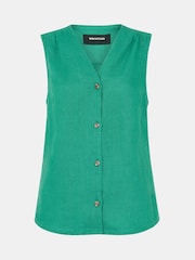 Whistles Green Laura 100% Linen Tank - Image 5 of 5