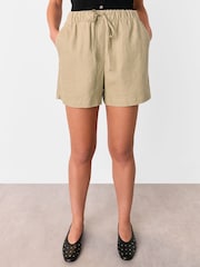 Whistles Nude 100% Linen Elasticated Shorts - Image 1 of 5