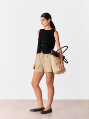 Whistles Nude 100% Linen Elasticated Shorts - Image 3 of 5