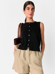Whistles Nude 100% Linen Elasticated Shorts - Image 4 of 5