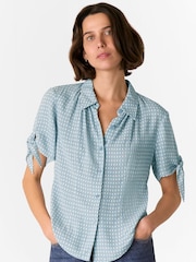 Whistles Blue Oval Spot Tie Sleeve Shirt - Image 1 of 5
