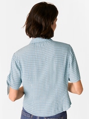 Whistles Blue Oval Spot Tie Sleeve Shirt - Image 2 of 5