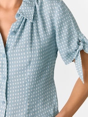 Whistles Blue Oval Spot Tie Sleeve Shirt - Image 4 of 5