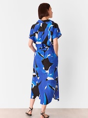 Whistles Blue Abstract Blooms 100% Linen Dress - Image 2 of 5