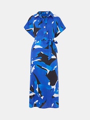 Whistles Blue Abstract Blooms 100% Linen Dress - Image 5 of 5