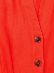 Whistles Red Petite Fiona 100% Linen Button Jumpsuit - Image 5 of 5
