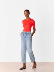 Whistles Red Slim Crew Neck Top - Image 4 of 5
