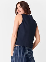 Whistles Blue Button Rib Tank - Image 2 of 5