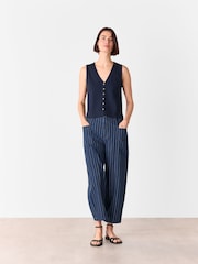Whistles Blue Button Rib Tank - Image 3 of 5