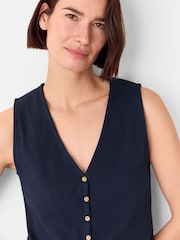 Whistles Blue Button Rib Tank - Image 4 of 5
