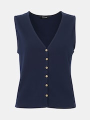 Whistles Blue Button Rib Tank - Image 5 of 5