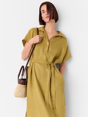 Whistles Green Maddie 100% Linen Shirt Dress - Image 3 of 5