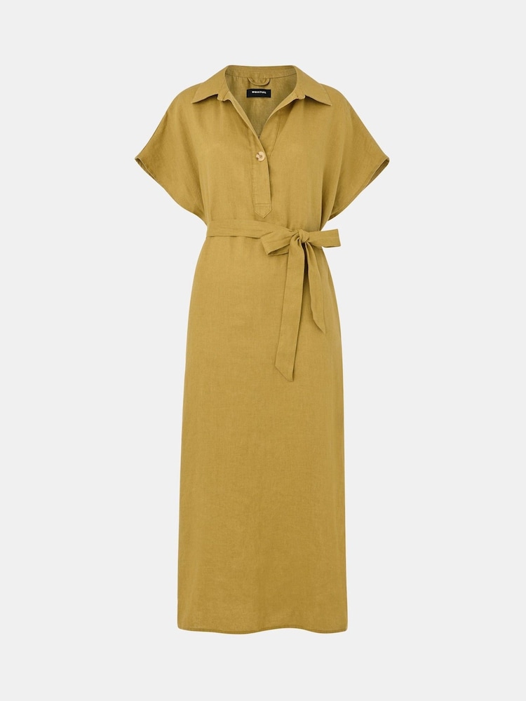Whistles Green Maddie 100% Linen Shirt Dress - Image 5 of 5