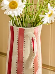Nina Campbell Pink Candy Stripe Jug Vase - Image 4 of 5