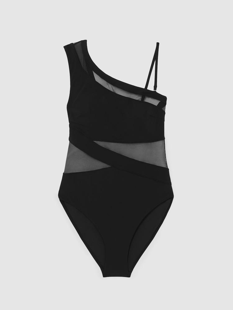 Reiss Davina One Shoulder Mesh Panel Swimsuit - Imagem 2 de 5