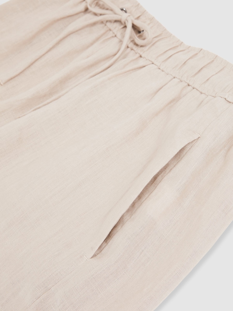 Reiss Neutral Willow Linen-Blend Drawstring Shorts - Image 6 of 6