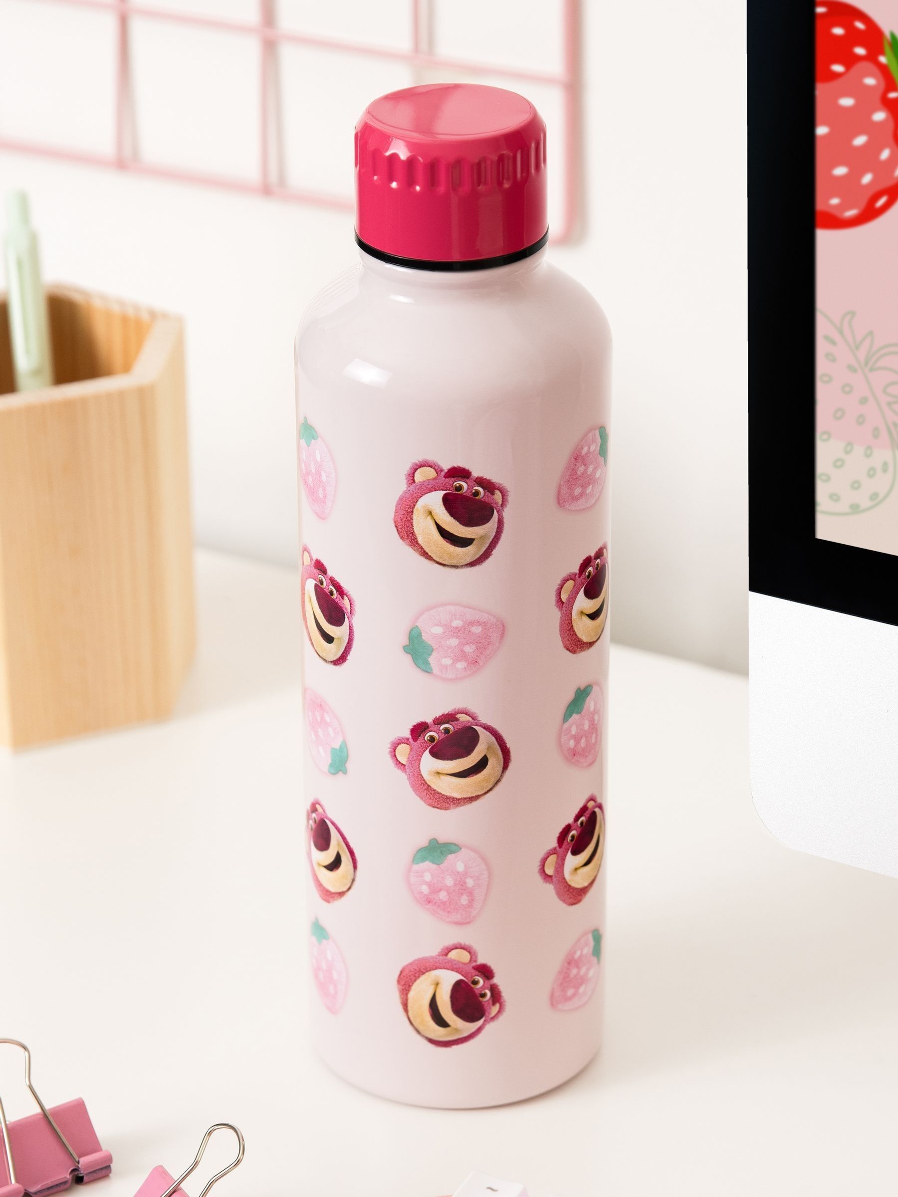 Paladone Lotso Pink Metal Water Bottle 500ml Disney Toy Story Screw Lid - Image 4