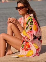 Pink/White Beach Shirt Cover-Up - Image 2 of 8