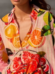 Pink/White Beach Shirt Cover-Up - Image 4 of 8