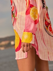 Pink/White Beach Shirt Cover-Up - Image 6 of 8