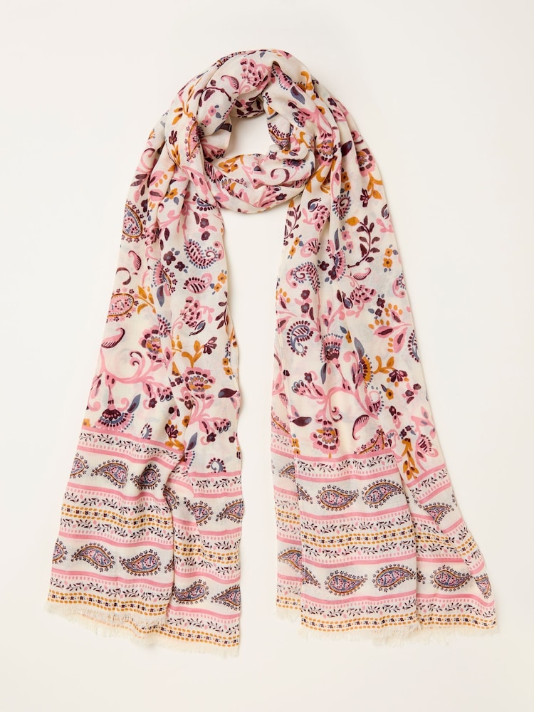 FatFace Ivory Paisley Floral Printed Lightweight Scarf - Image 1 of 2 FatFace Ivory Paisley Floral Printed Lightweight Scarf - Image 1 of 2