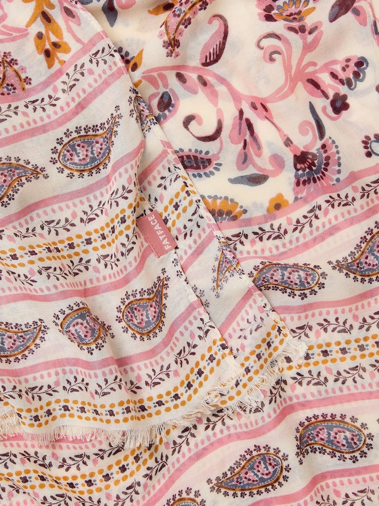 FatFace Ivory Paisley Floral Printed Lightweight Scarf - Image 2 of 2 FatFace Ivory Paisley Floral Printed Lightweight Scarf - Image 2 of 2