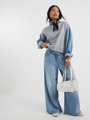 River Island Blue Petite Denim Wide leg Pyjama Pant Jeans - Image 1 of 3