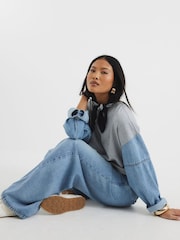 River Island Blue Petite Denim Wide leg Pyjama Pant Jeans - Image 3 of 3