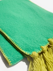 Love & Roses Green Tassel  Cosy Contrast  Brushed Scarf - Image 2 of 4