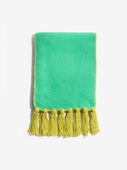 Love & Roses Green Tassel  Cosy Contrast  Brushed Scarf - Image 3 of 4