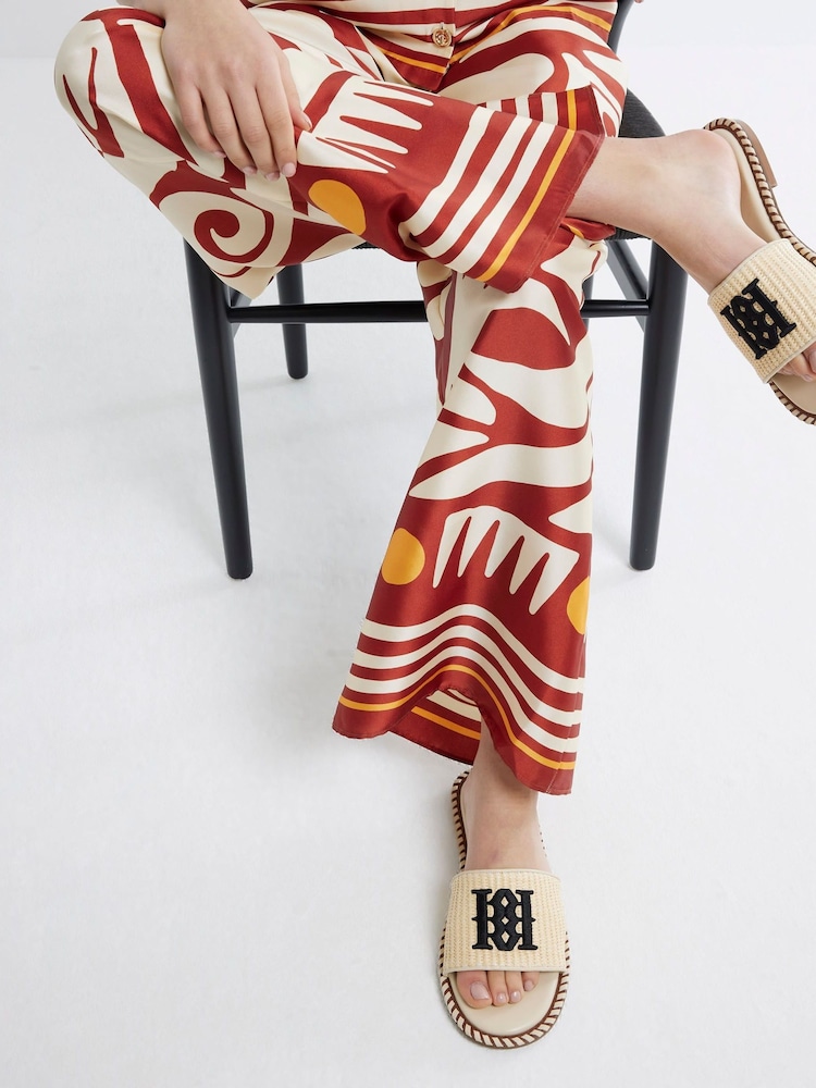 River Island Cream Raffia Flat Sandals - Image 1 of 4 River Island Cream Raffia Flat Sandals - Image 1 of 4