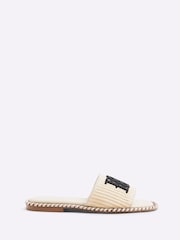 River Island Cream Raffia Flat Sandals - Image 2 of 4