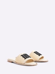 River Island Cream Raffia Flat Sandals - Image 3 of 4