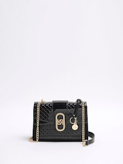 River Island Black Panelled Monogram Shoulder Bag - Image 1 of 4