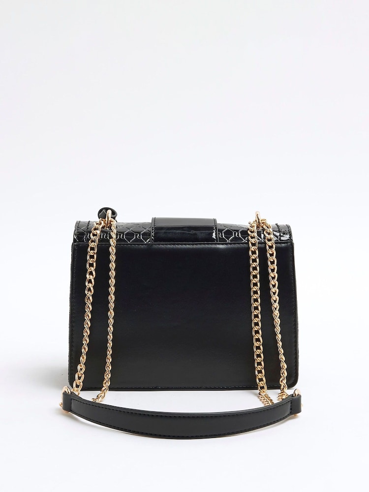 River Island Black Panelled Monogram Shoulder Bag - Image 2 of 4