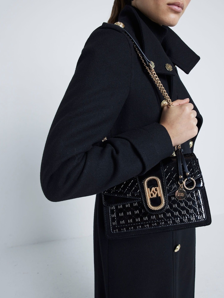 River Island Black Panelled Monogram Shoulder Bag - Image 4 of 4