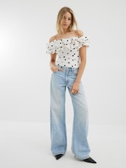 River Island Cream Ruffle Bardot Blouse - Image 3 of 4