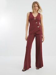 River Island Brown Waistcoat Hybrid Jumpsuit - Image 1 of 3
