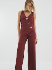 River Island Brown Waistcoat Hybrid Jumpsuit - Image 2 of 3
