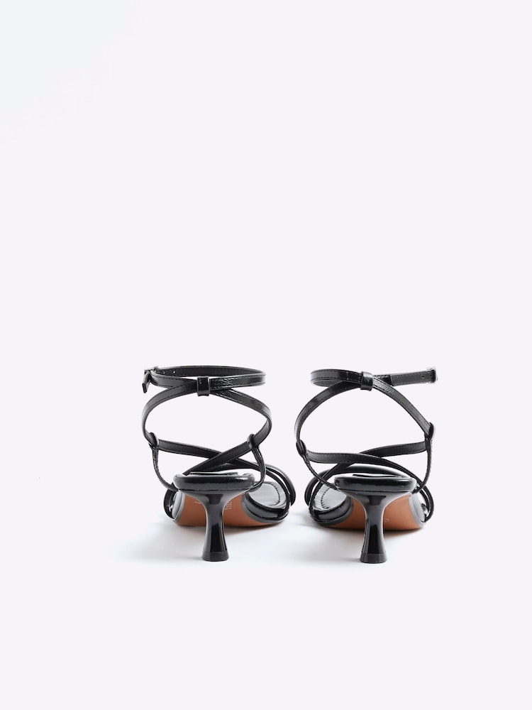River Island Black Kitten Heeled Strappy Sandals - Image 4 of 4