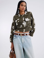 River Island Green Embroidered Collarless Jacket - Image 2 of 6